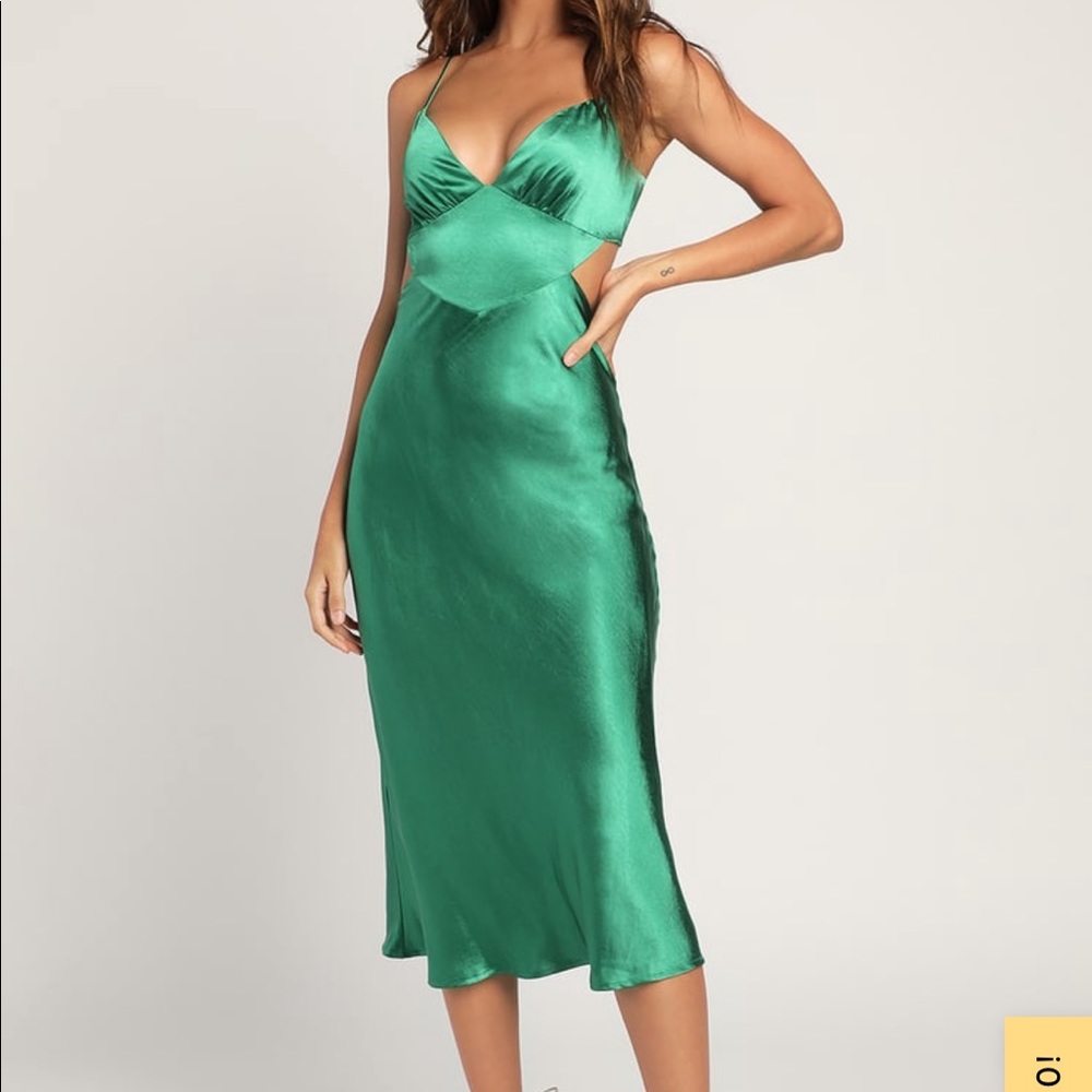 Lulus green silk midi dress